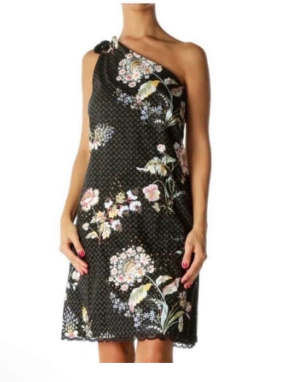 Maeve One-Shoulder Black Floral Dress